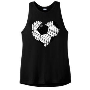 Distressed Soccer Heart Ladies PosiCharge Tri-Blend Wicking Tank