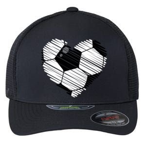 Distressed Soccer Heart Flexfit Unipanel Trucker Cap