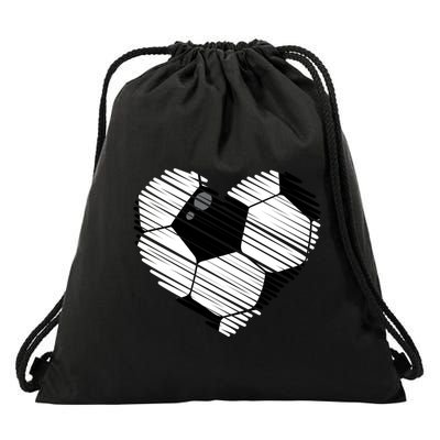 Distressed Soccer Heart Drawstring Bag