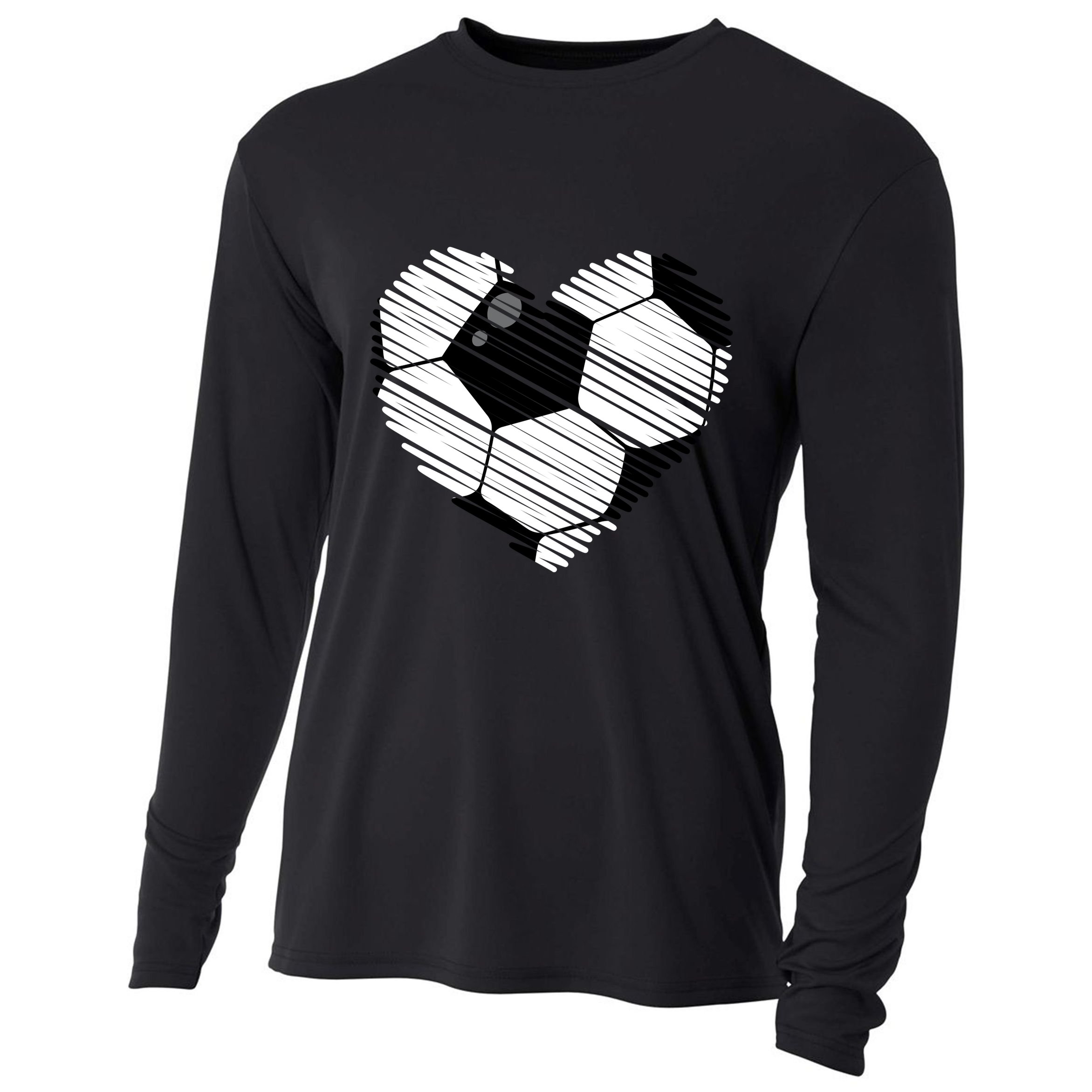 Distressed Soccer Heart Cooling Performance Long Sleeve Crew