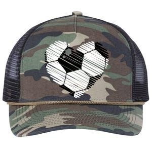 Distressed Soccer Heart Retro Rope Trucker Hat Cap