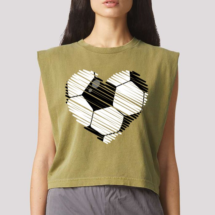 Distressed Soccer Heart Garment-Dyed Women's Muscle Tee