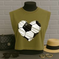 Distressed Soccer Heart Garment-Dyed Women's Muscle Tee