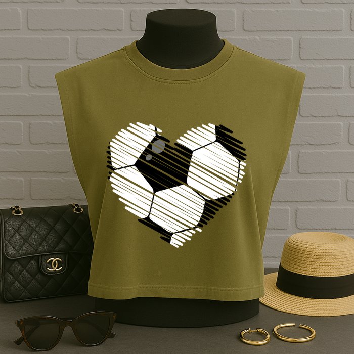 Distressed Soccer Heart Garment-Dyed Women's Muscle Tee