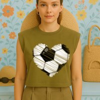 Distressed Soccer Heart Garment-Dyed Women's Muscle Tee