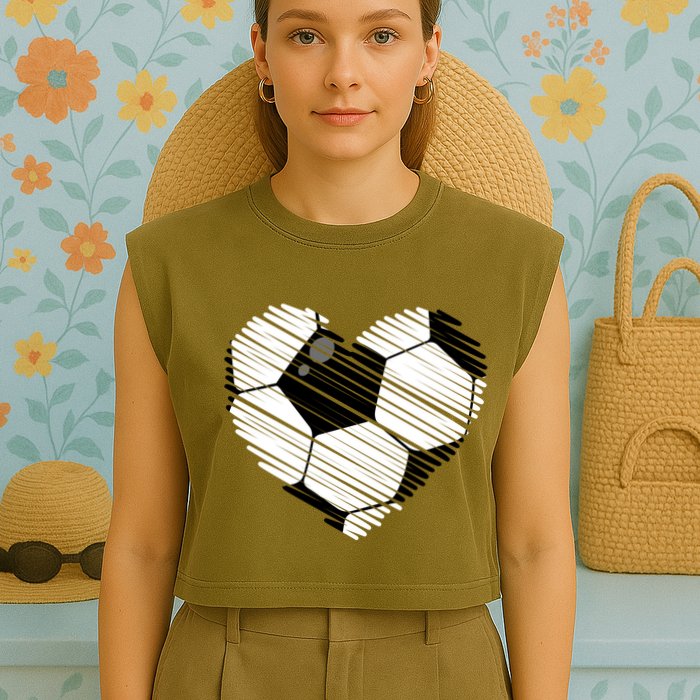 Distressed Soccer Heart Garment-Dyed Women's Muscle Tee