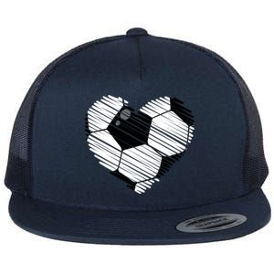 Distressed Soccer Heart Flat Bill Trucker Hat