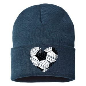 Distressed Soccer Heart Sustainable Knit Beanie