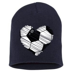 Distressed Soccer Heart Short Acrylic Beanie