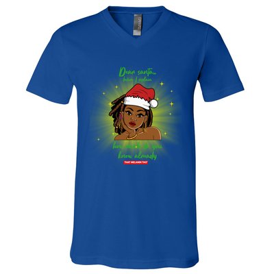 Dear Santa How Much Do You Know Black Mrs Claus Christmas Gift V-Neck T-Shirt