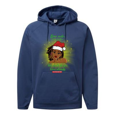 Dear Santa How Much Do You Know Black Mrs Claus Christmas Gift Performance Fleece Hoodie