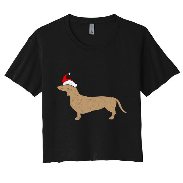 Dachshund Santa Hat Christmas Dog Holiday Doxie Cool Gift Crop Top