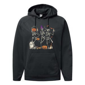 Dancing Skeleton Happy Halloween Skull Performance Fleece Hoodie