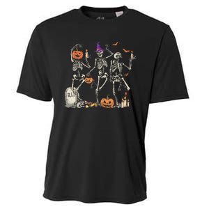 Dancing Skeleton Happy Halloween Skull Cooling Performance Crew T-Shirt