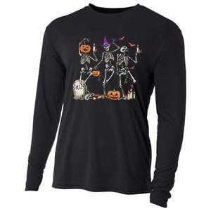 Dancing Skeleton Happy Halloween Skull Cooling Performance Long Sleeve Crew