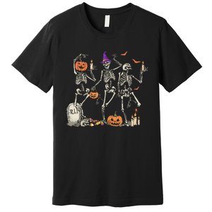 Dancing Skeleton Happy Halloween Skull Premium T-Shirt