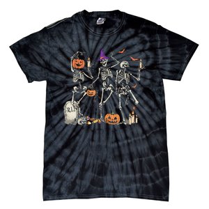 Dancing Skeleton Happy Halloween Skull Tie-Dye T-Shirt