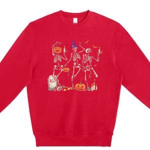 Dancing Skeleton Happy Halloween Skull Premium Crewneck Sweatshirt