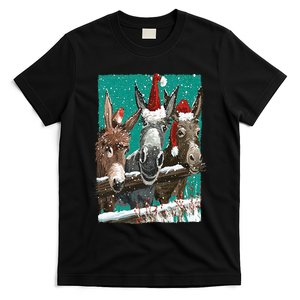 Donkey Santa Hat Donkey Lover Cute Donkey Christmas T-Shirt