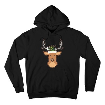 Deer Santa Hat Design Camo Christmas Hoodie