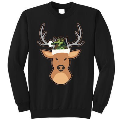 Deer Santa Hat Design Camo Christmas Sweatshirt