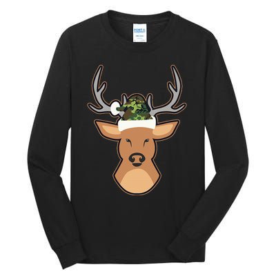 Deer Santa Hat Design Camo Christmas Tall Long Sleeve T-Shirt