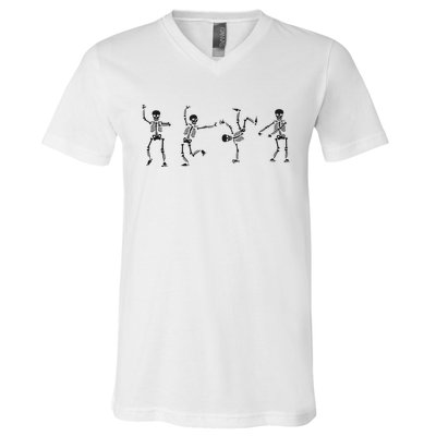 Dancing Skeleton Halloween Party V-Neck T-Shirt