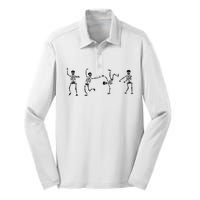 Dancing Skeleton Halloween Party Silk Touch Performance Long Sleeve Polo