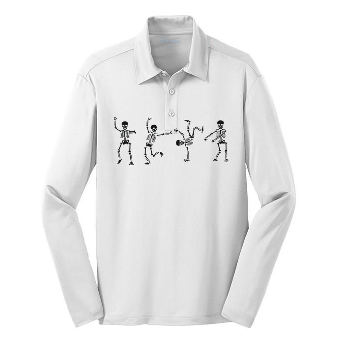 Dancing Skeleton Halloween Party Silk Touch Performance Long Sleeve Polo