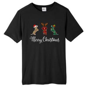 Dachshund Santa Hat Reindeer Christmas Leopard Buffalo Plaid Gift Tall Fusion ChromaSoft Performance T-Shirt