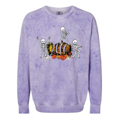 Dancing Skeletons Halloween Party Funny Beer Drinking Colorblast Crewneck Sweatshirt