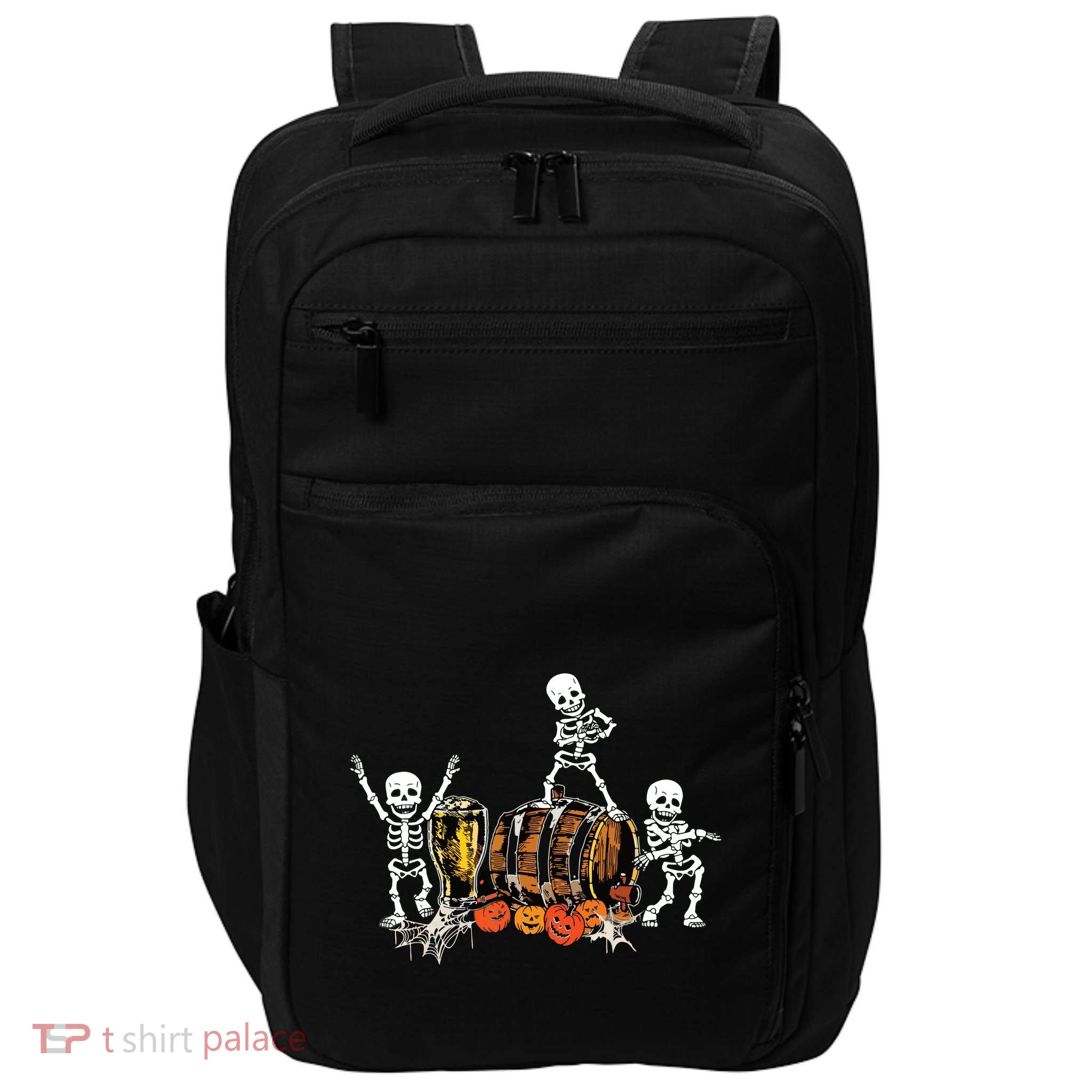 Dancing Skeletons Halloween Party Funny Beer Drinking Impact Tech Backpack