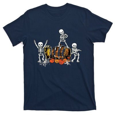 Dancing Skeletons Halloween Party Funny Beer Drinking T-Shirt