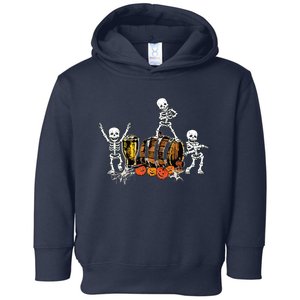 Dancing Skeletons Halloween Party Funny Beer Drinking Toddler Hoodie