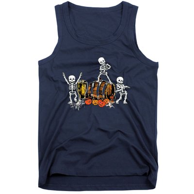 Dancing Skeletons Halloween Party Funny Beer Drinking Tank Top