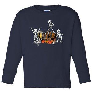 Dancing Skeletons Halloween Party Funny Beer Drinking Toddler Long Sleeve Shirt