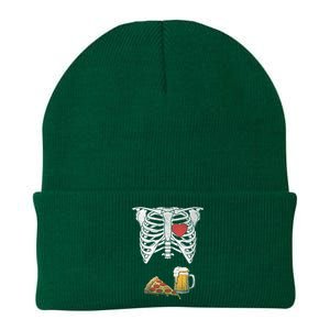 Dad Skeleton Halloween Beer Pizza Funny Pregnancy Couple Knit Cap Winter Beanie