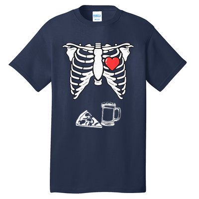 Dad Skeleton Halloween Beer Pizza Funny Pregnancy Couple Tall T-Shirt