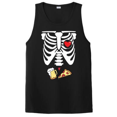 Dad Skeleton Halloween Beer Pizza Funny Pregnancy Couple Gift PosiCharge Competitor Tank