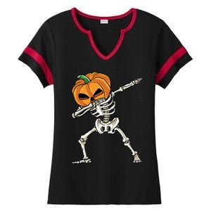 Dabbing Skeleton Halloween 2024 Ladies Halftime Notch Neck Tee