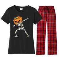 Dabbing Skeleton Halloween 2024 Women's Flannel Pajama Set