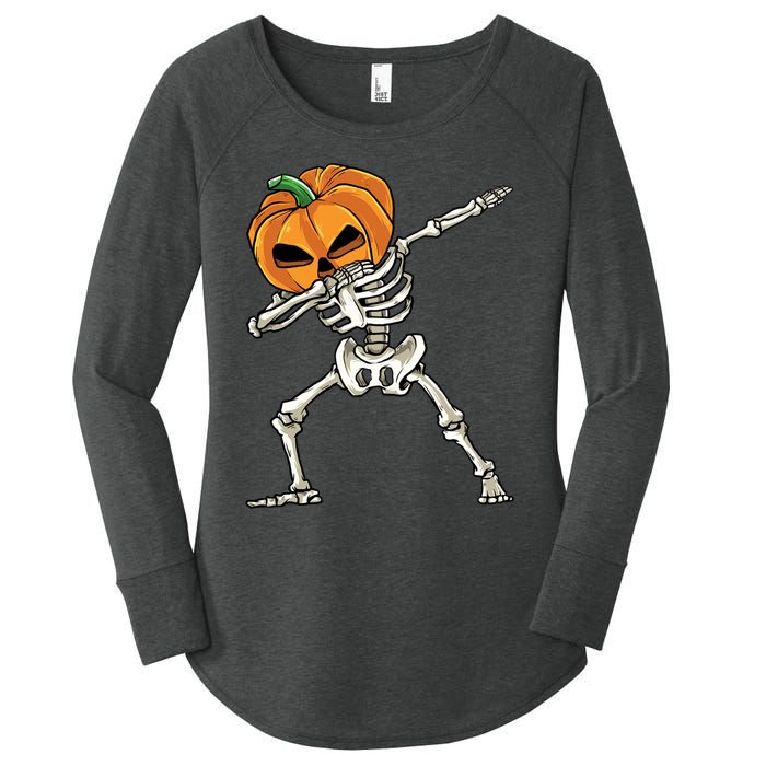 Dabbing Skeleton Halloween 2024 Women's Perfect Tri Tunic Long Sleeve Shirt