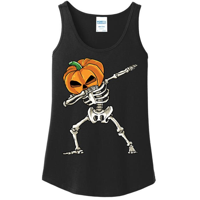 Dabbing Skeleton Halloween 2024 Ladies Essential Tank