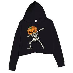 Dabbing Skeleton Halloween 2024 Crop Fleece Hoodie