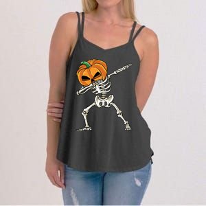 Dabbing Skeleton Halloween 2024 Women's Strappy Tank