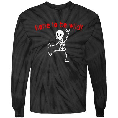 Dancing Skeleton Halloween Funny Bone Wild Tie-Dye Long Sleeve Shirt