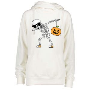 Dabbing Skeleton Halloween Pumpkin Dab Dancing Skeletons Gift Womens Funnel Neck Pullover Hood