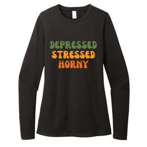 Depressed Stressed Horny Womens CVC Long Sleeve Shirt