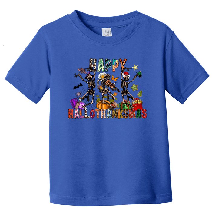 Dancing Skeleton Happy Hallothankmas Thanksgiving Xmas Gift Toddler T-Shirt