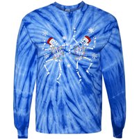 Dancing Skeleton Hat Christmas Gift Tie-Dye Long Sleeve Shirt